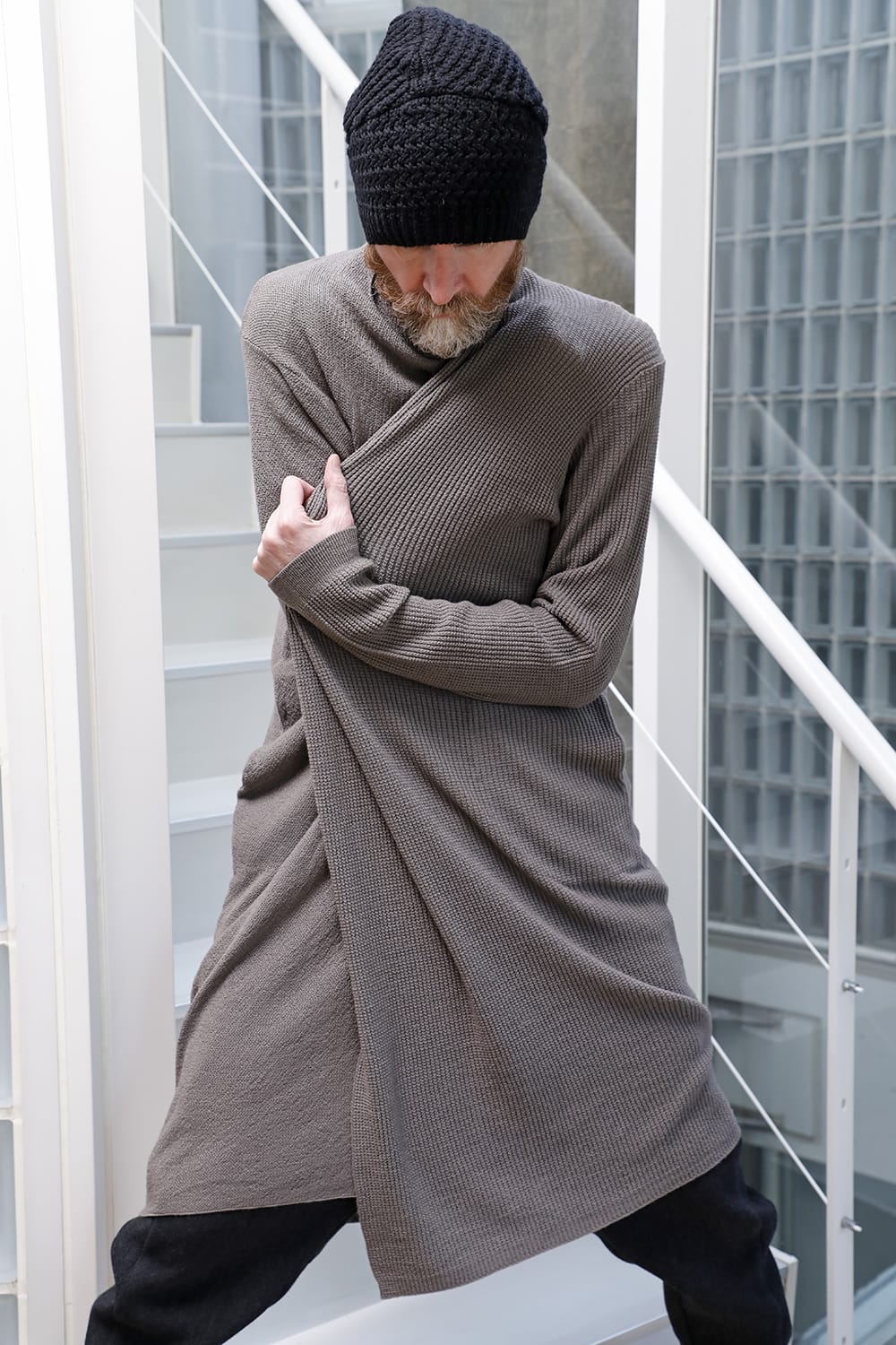 Long cardigan merino wool Gray