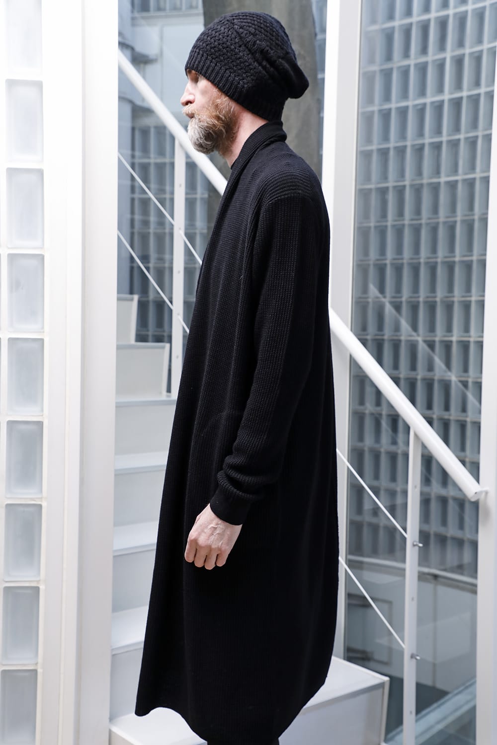 Long cardigan merino wool Black