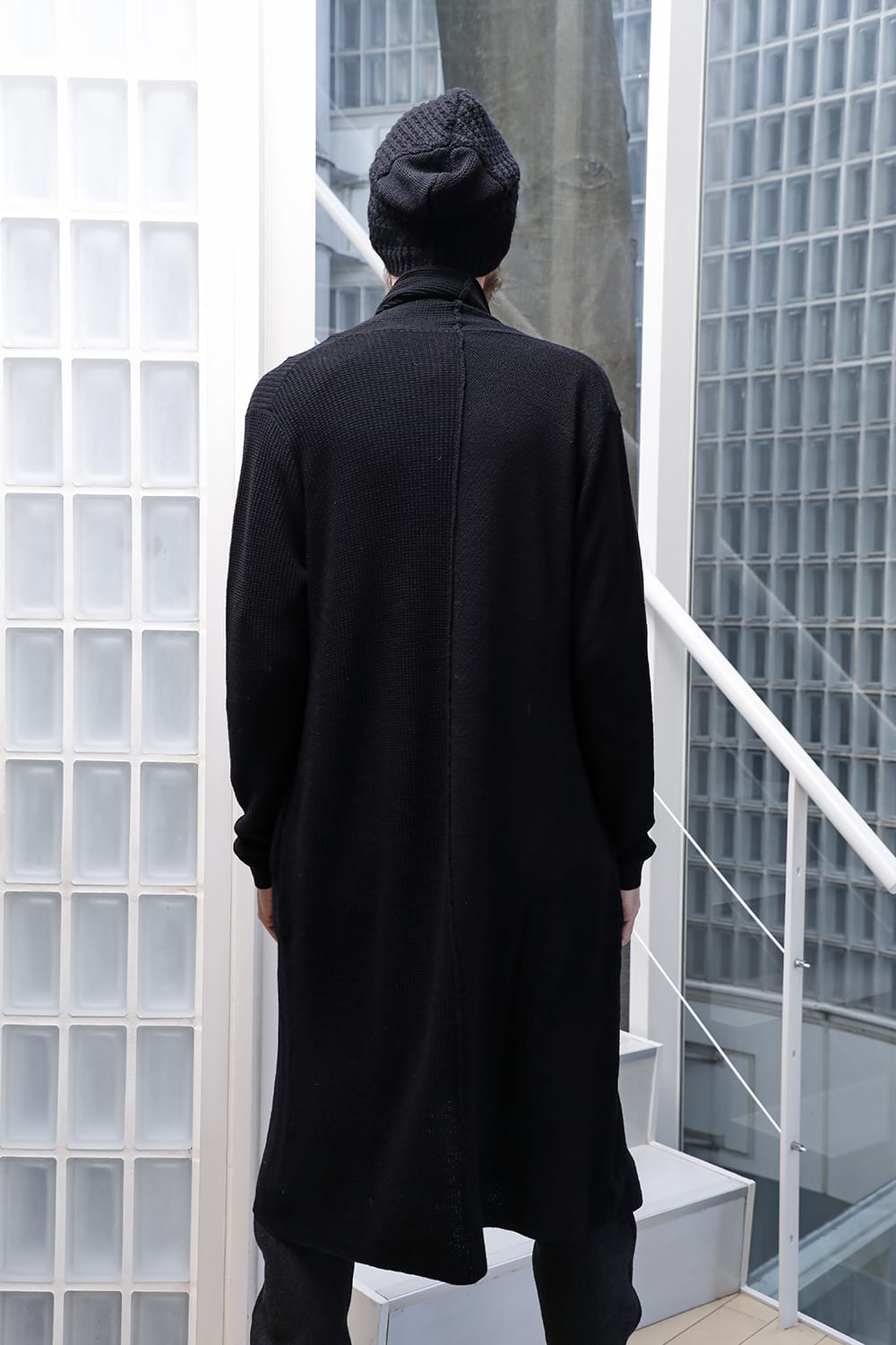 Long cardigan merino wool Black