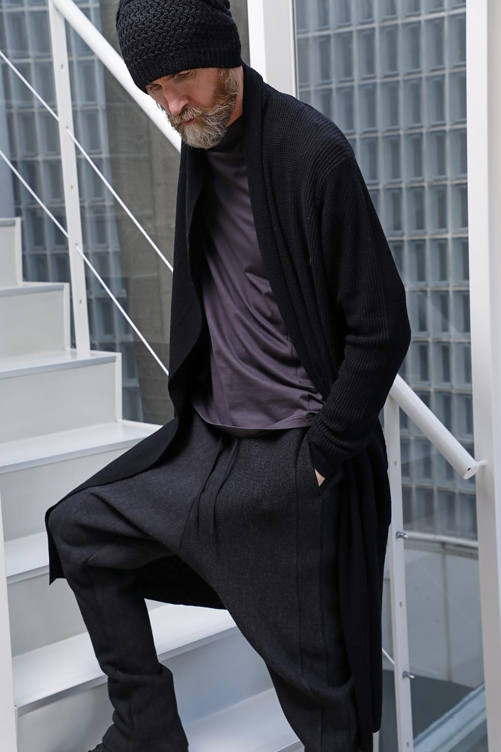 Long cardigan merino wool Black