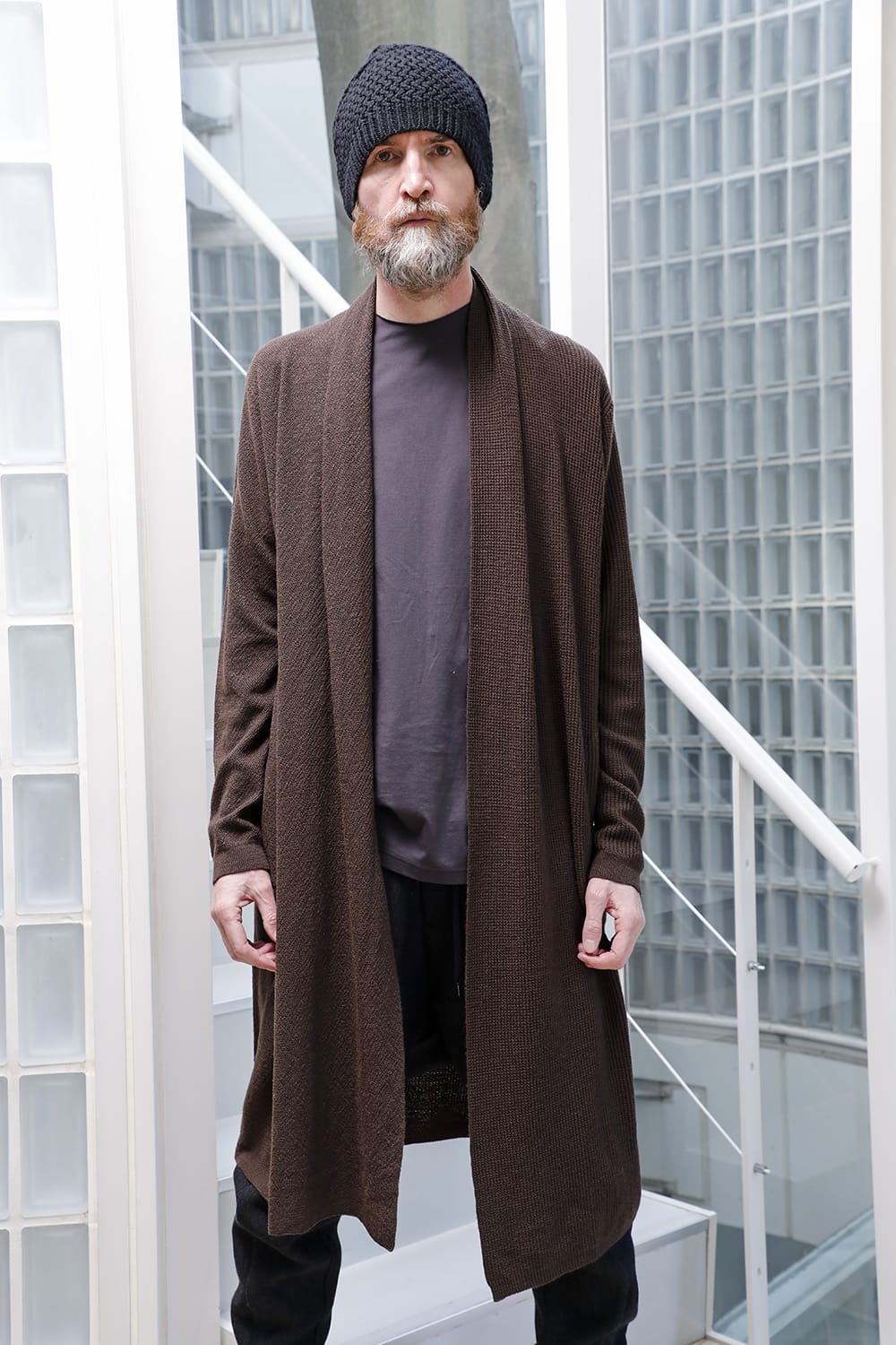 Long cardigan merino wool Chocolate