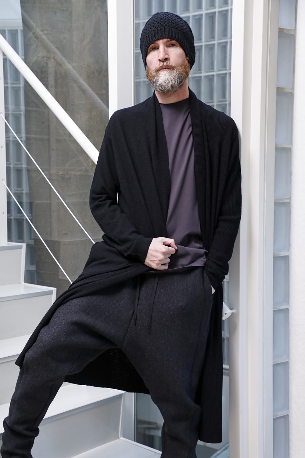 Long cardigan merino wool Black