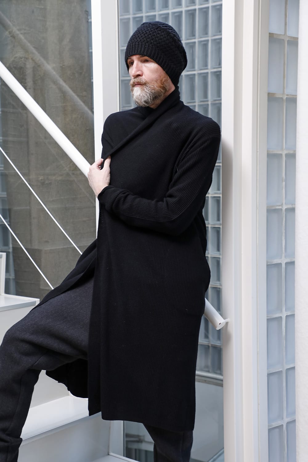 Long cardigan merino wool Black