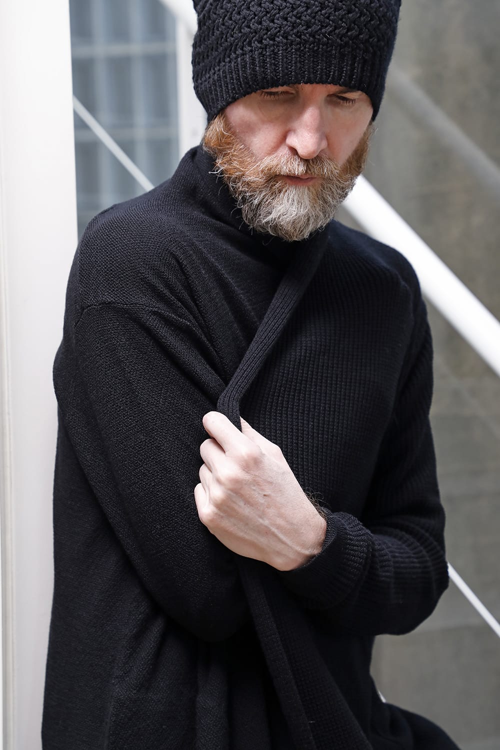 Long cardigan merino wool Black