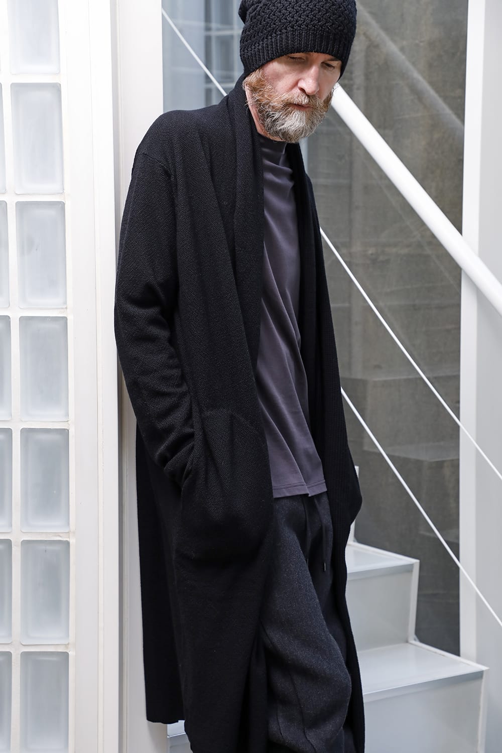 Long cardigan merino wool Black