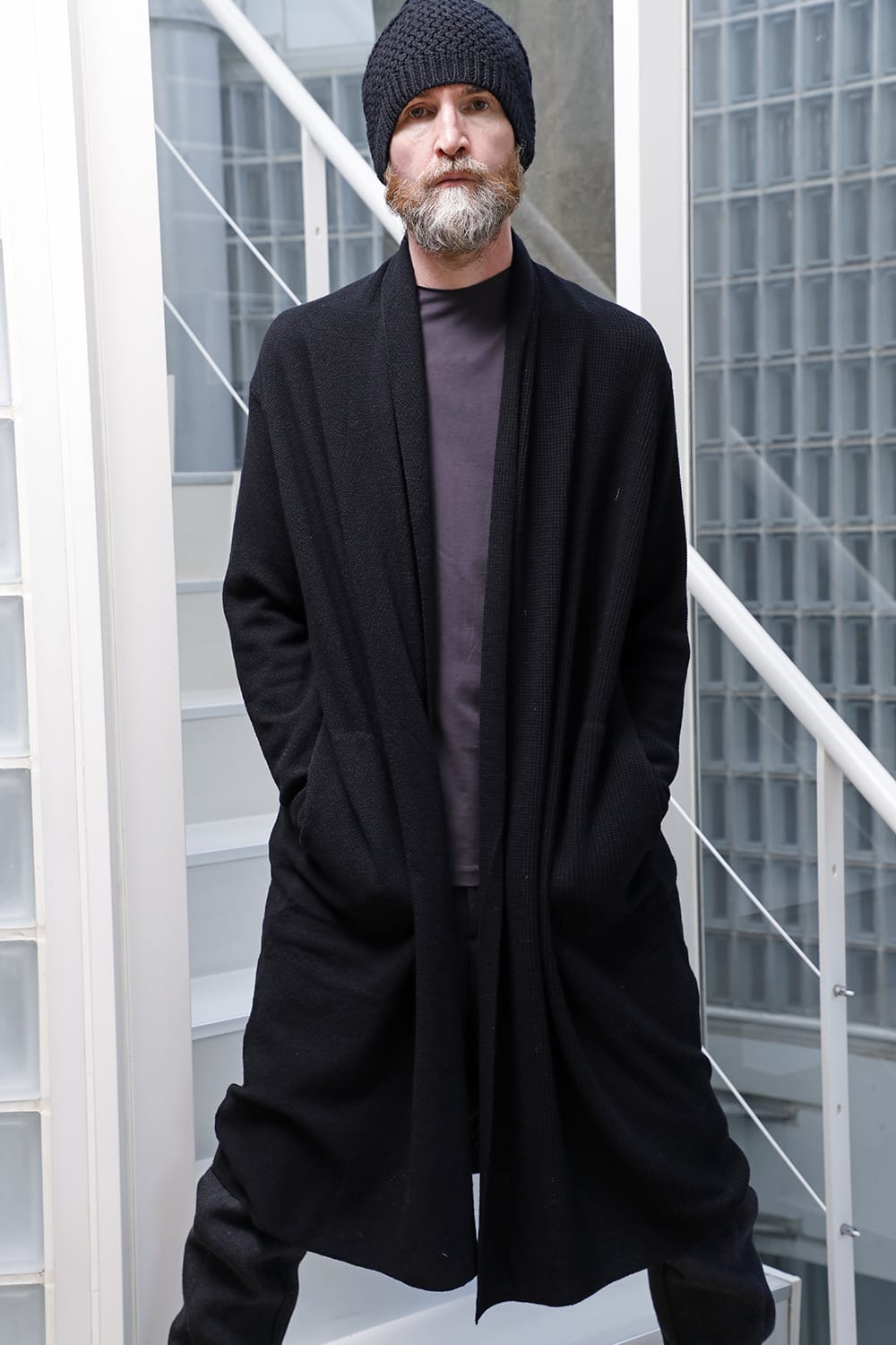 Long cardigan merino wool Black