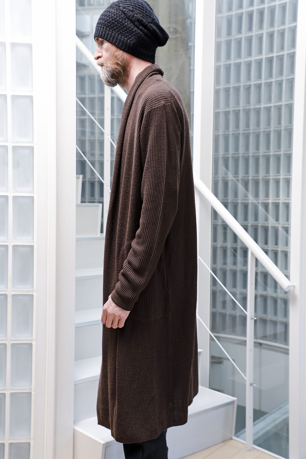 Long cardigan merino wool Chocolate