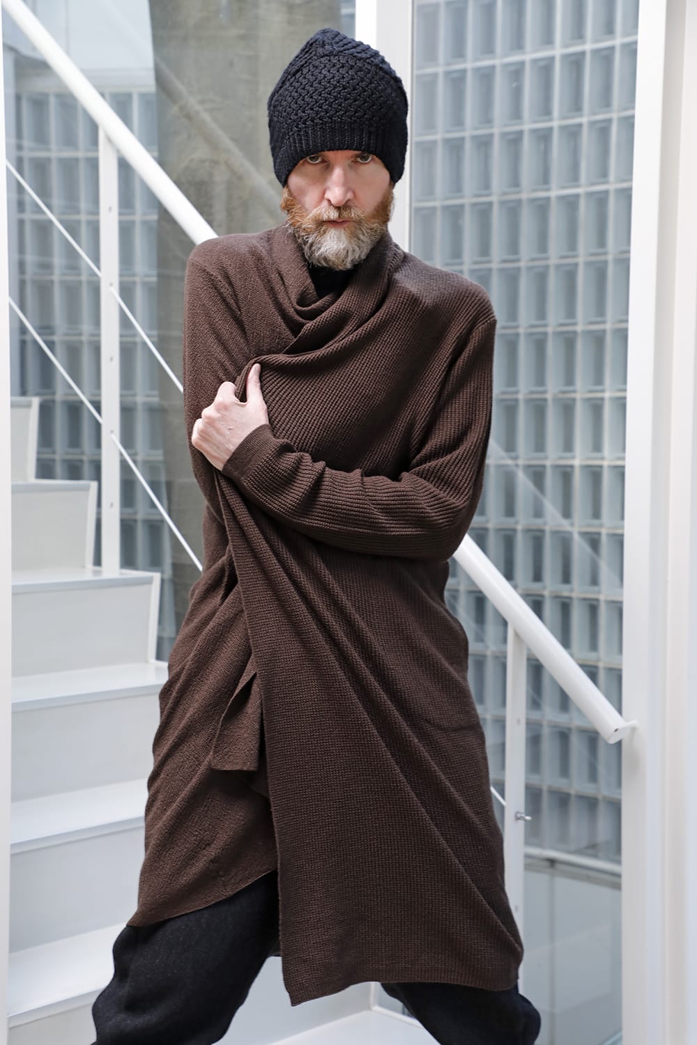 Long cardigan merino wool Chocolate