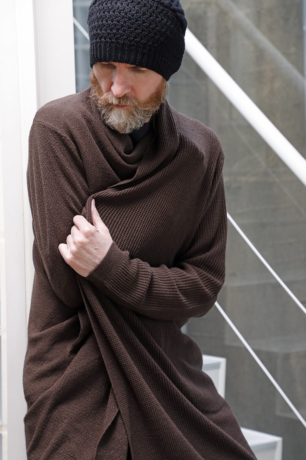 Long cardigan merino wool Chocolate