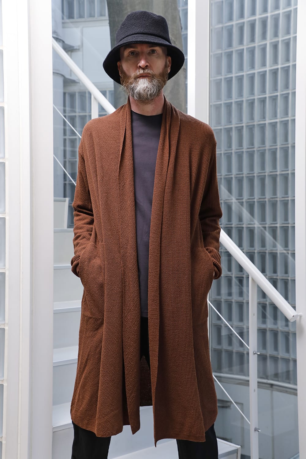 Long cardigan merino wool Camel