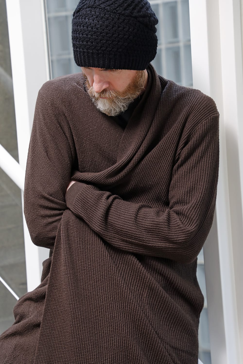 Long cardigan merino wool Chocolate