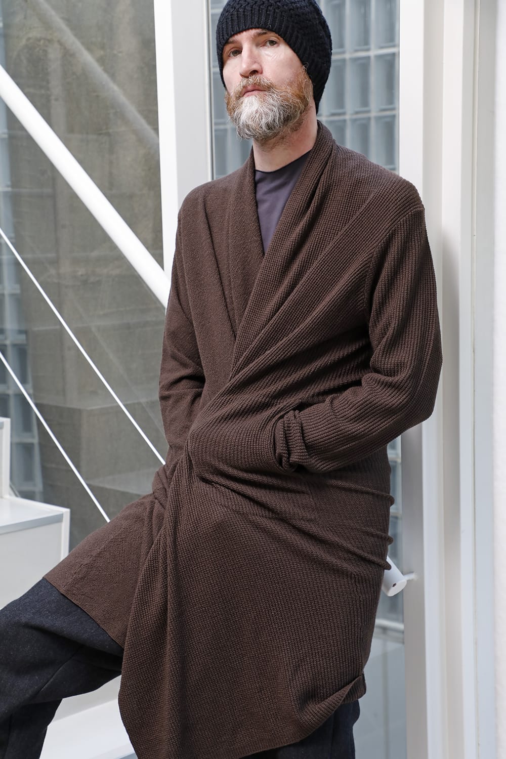 Long cardigan merino wool Chocolate