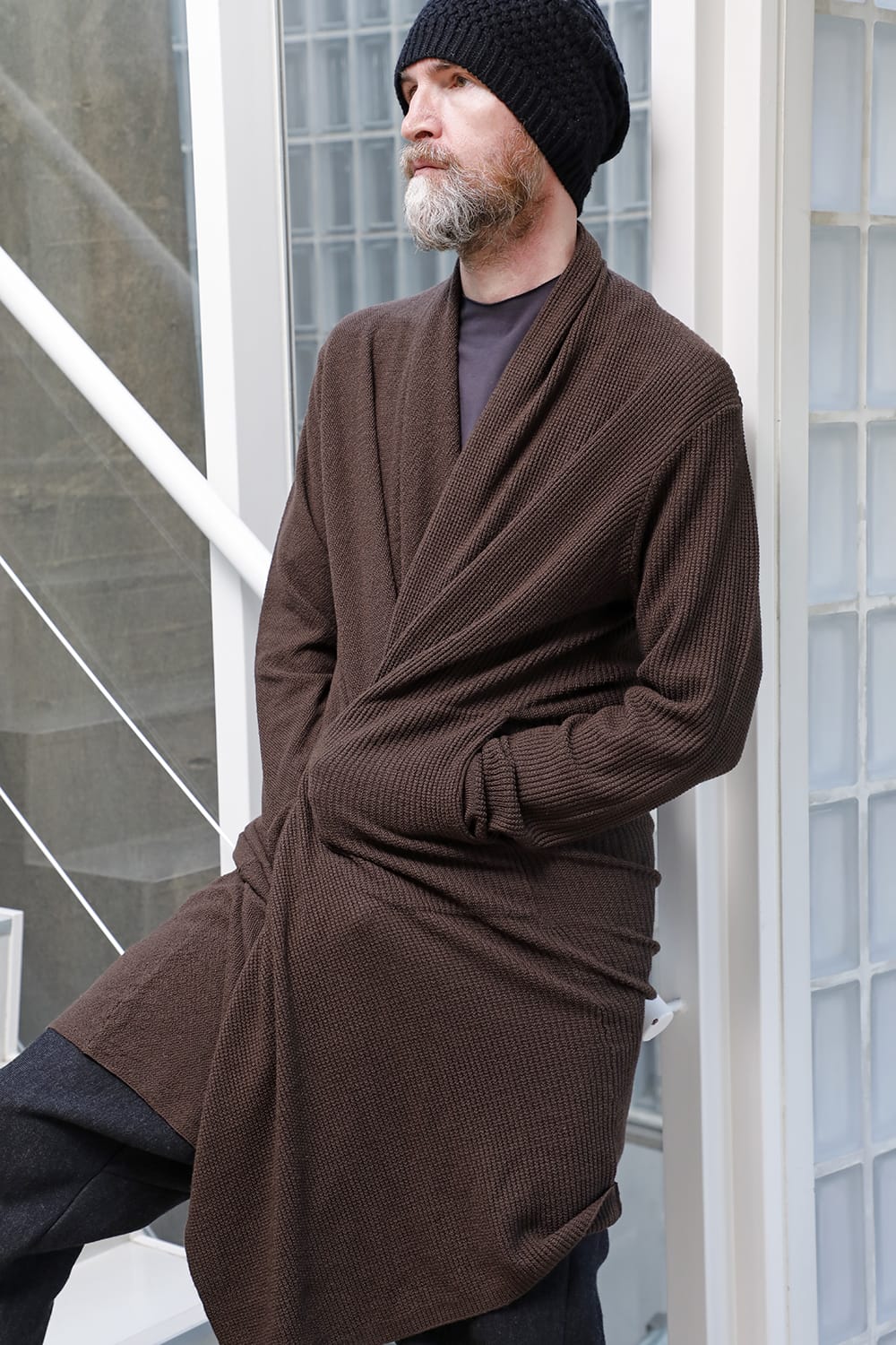 Long cardigan merino wool Chocolate