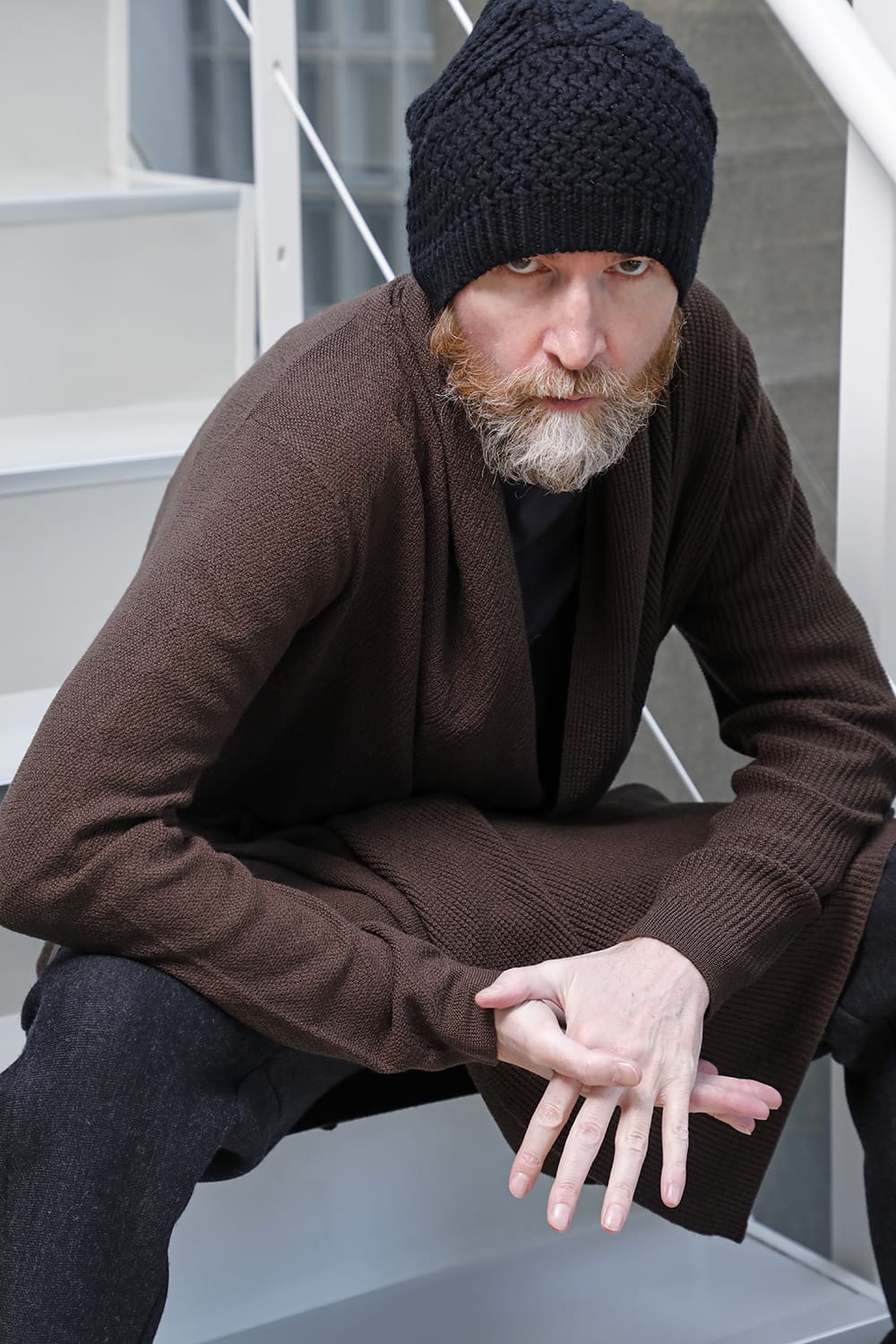 Long cardigan merino wool Chocolate