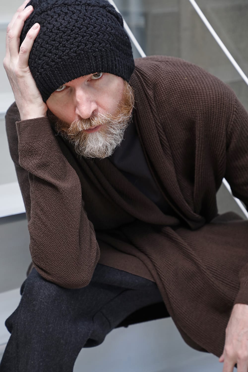 Long cardigan merino wool Chocolate