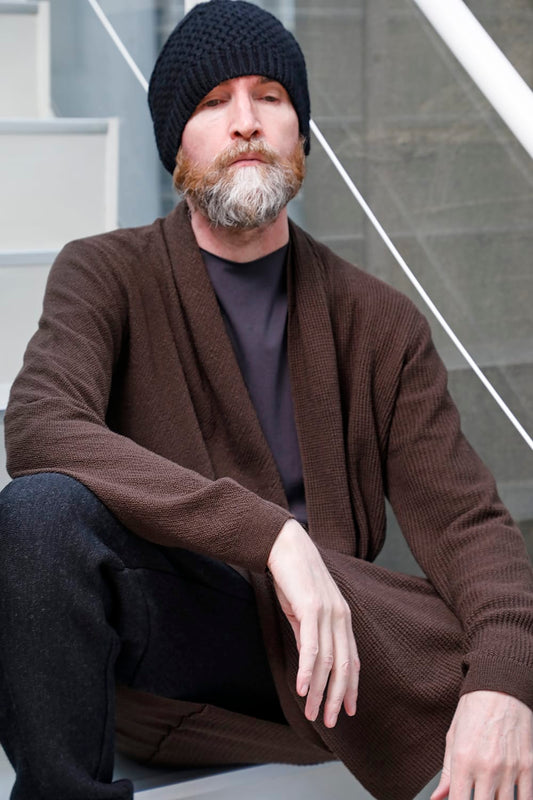 Long cardigan merino wool Chocolate