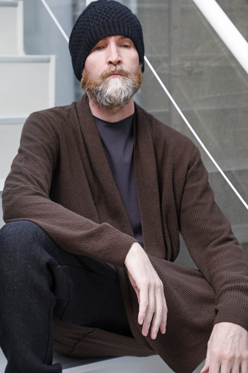 Long cardigan merino wool Chocolate