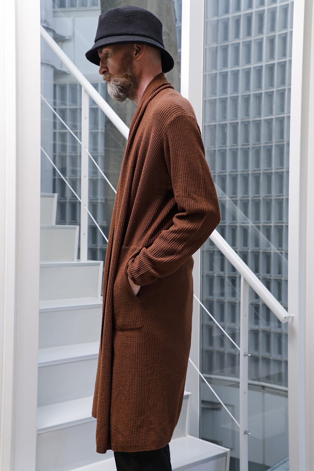 Long cardigan merino wool Camel