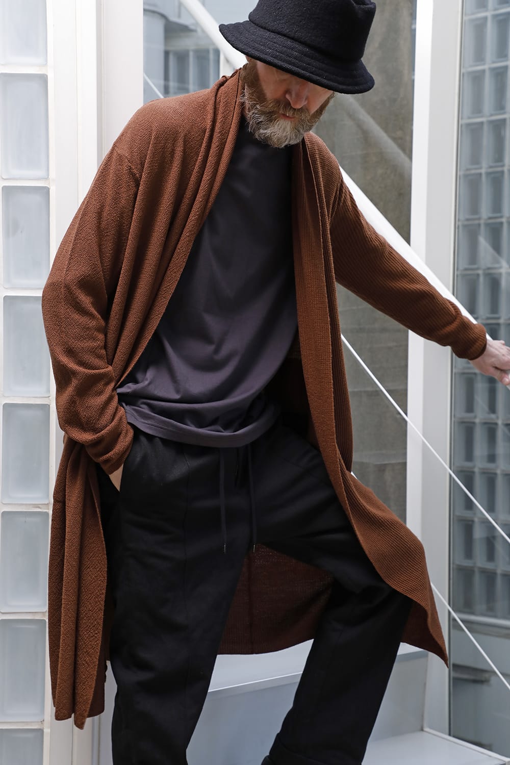 Long cardigan merino wool Camel