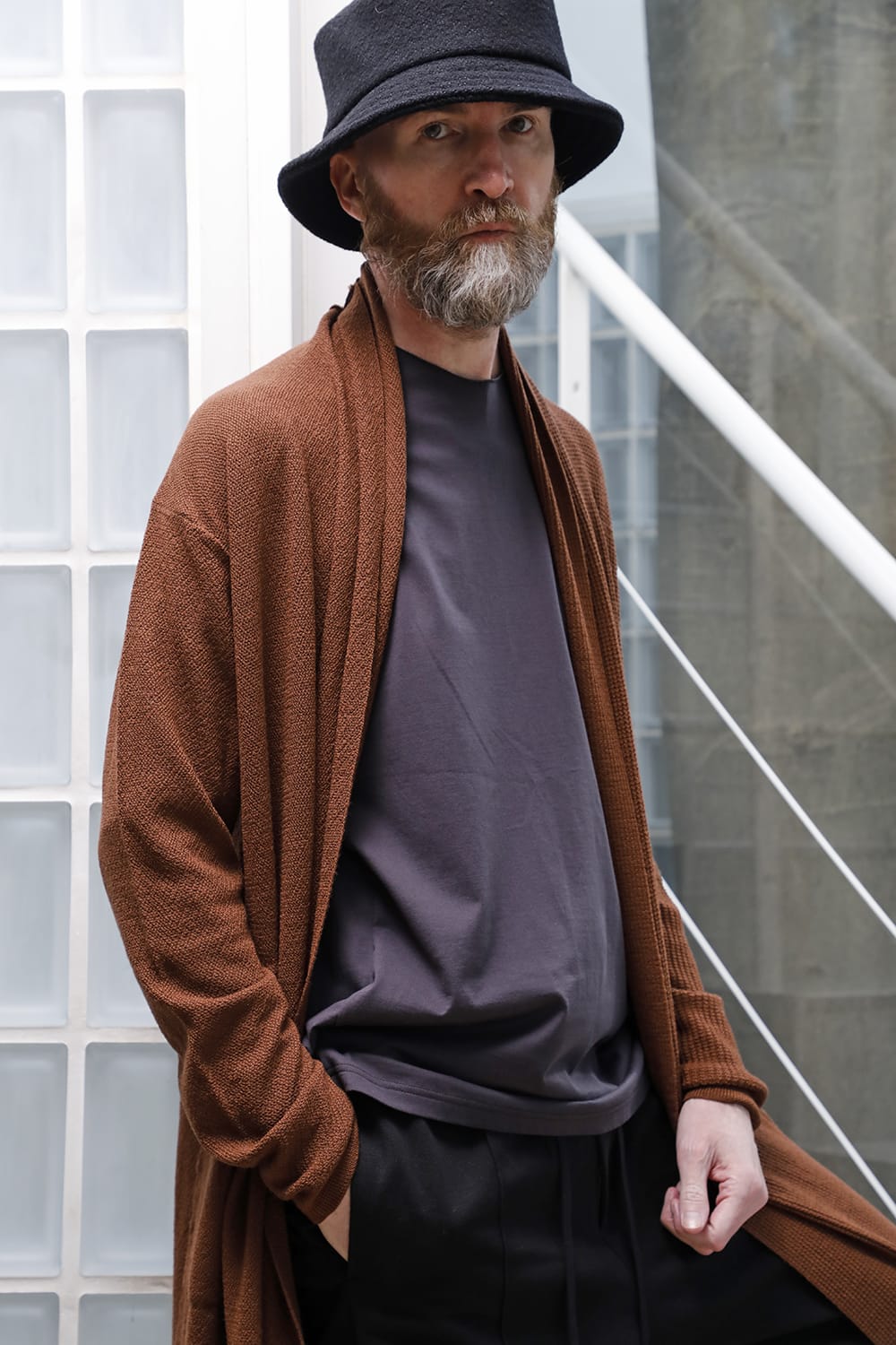 Long cardigan merino wool Camel