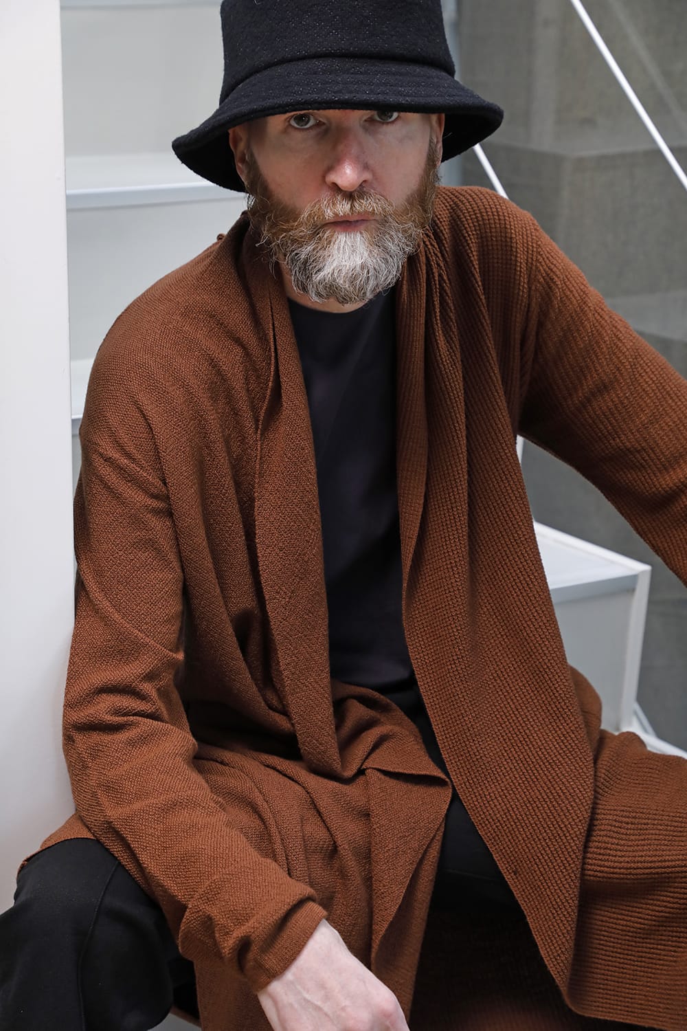 Long cardigan merino wool Camel