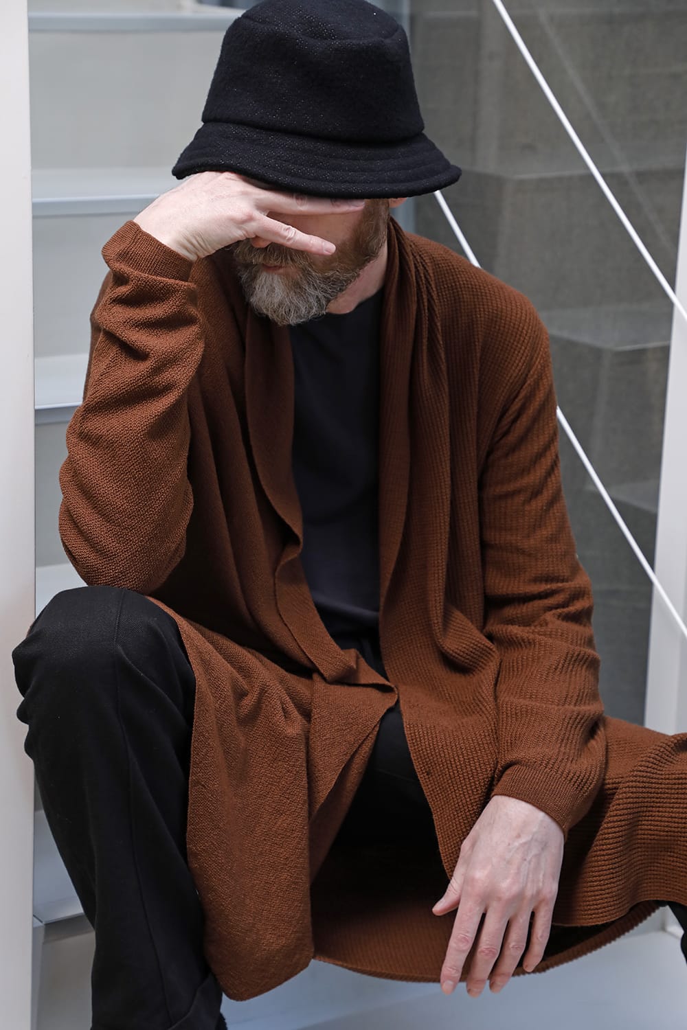 Long cardigan merino wool Camel