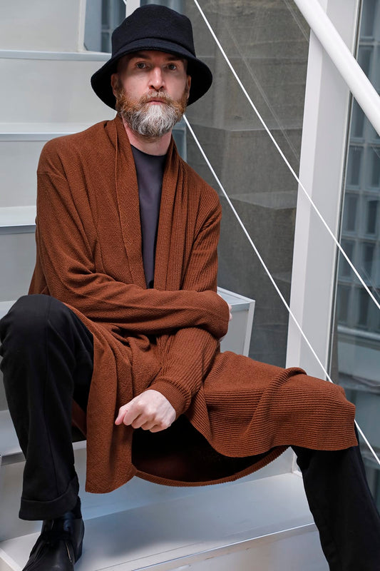 Long cardigan merino wool Camel