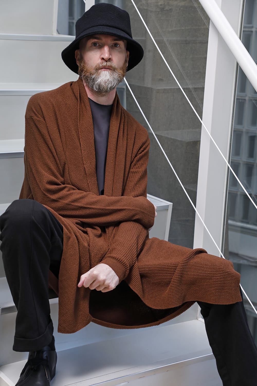 Long cardigan merino wool Camel