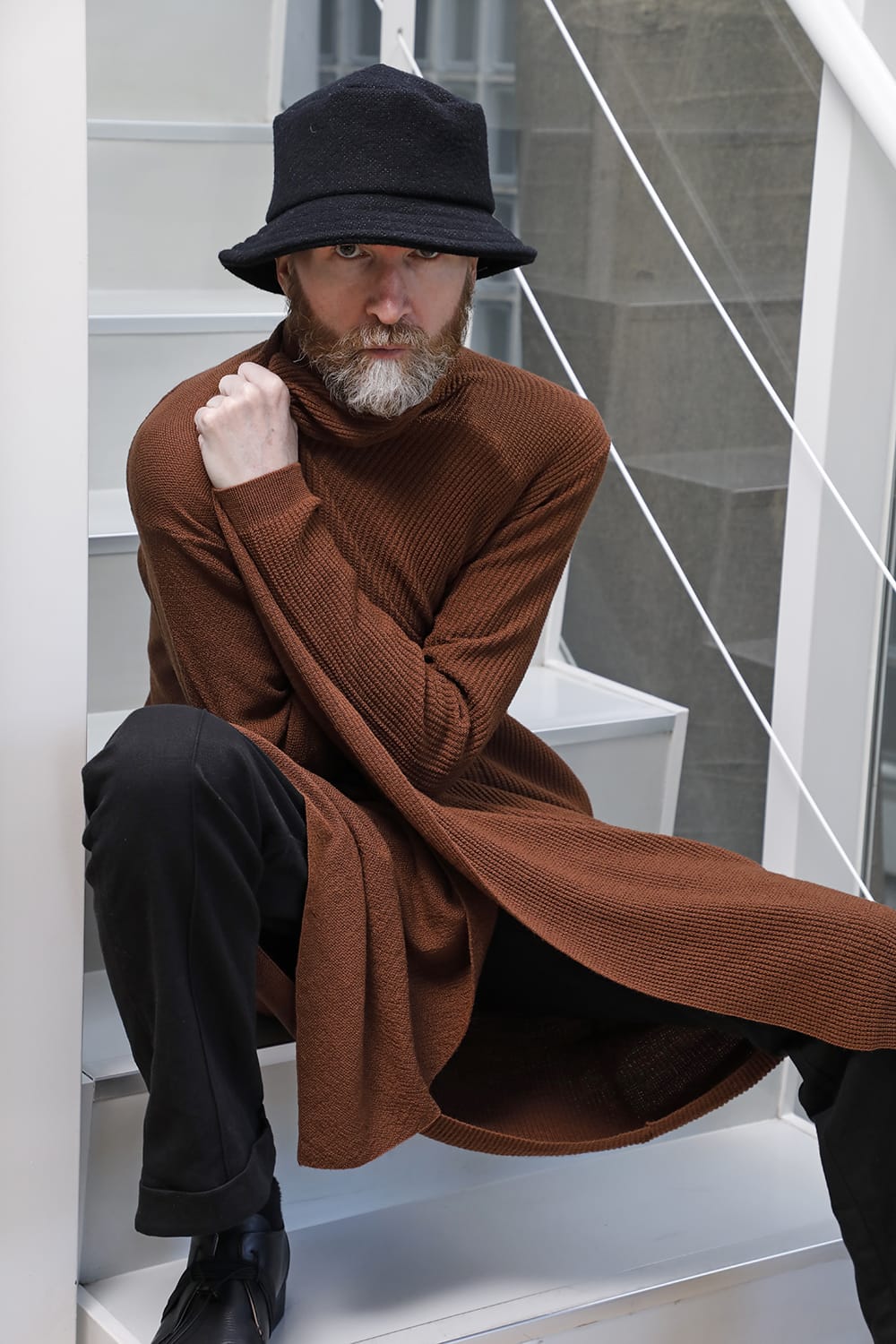 Long cardigan merino wool Camel