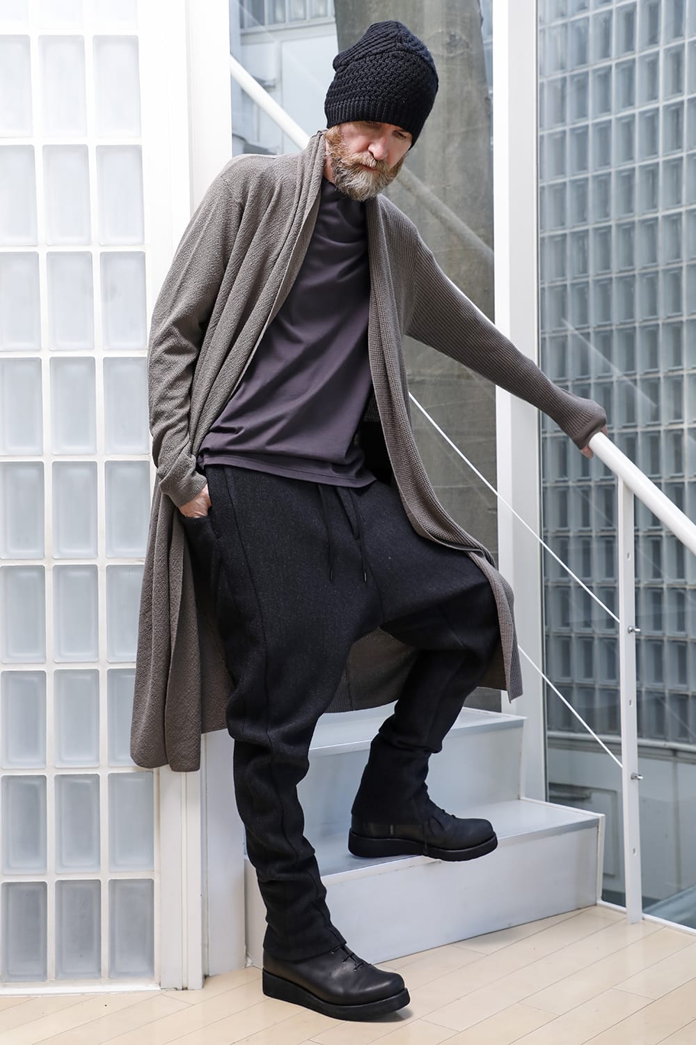 Long cardigan merino wool Gray