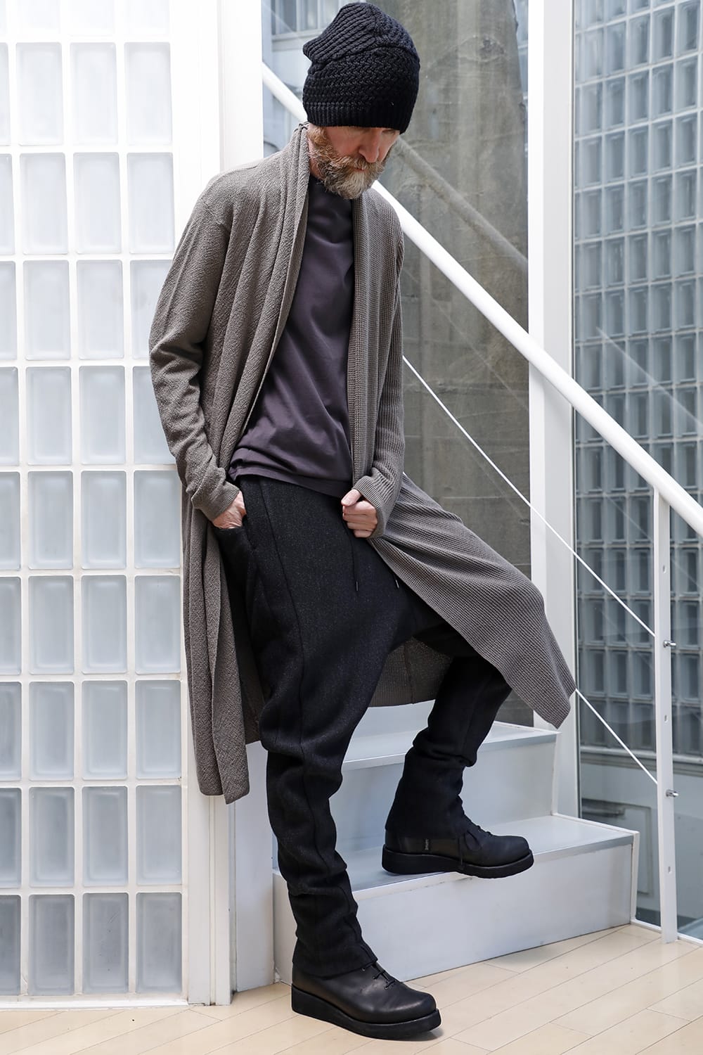 Long cardigan merino wool Gray