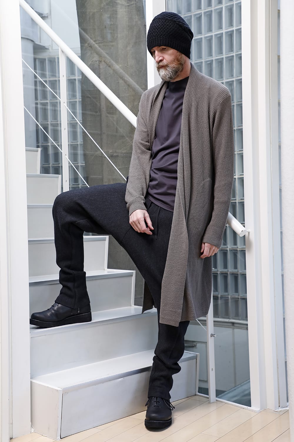 Long cardigan merino wool Gray