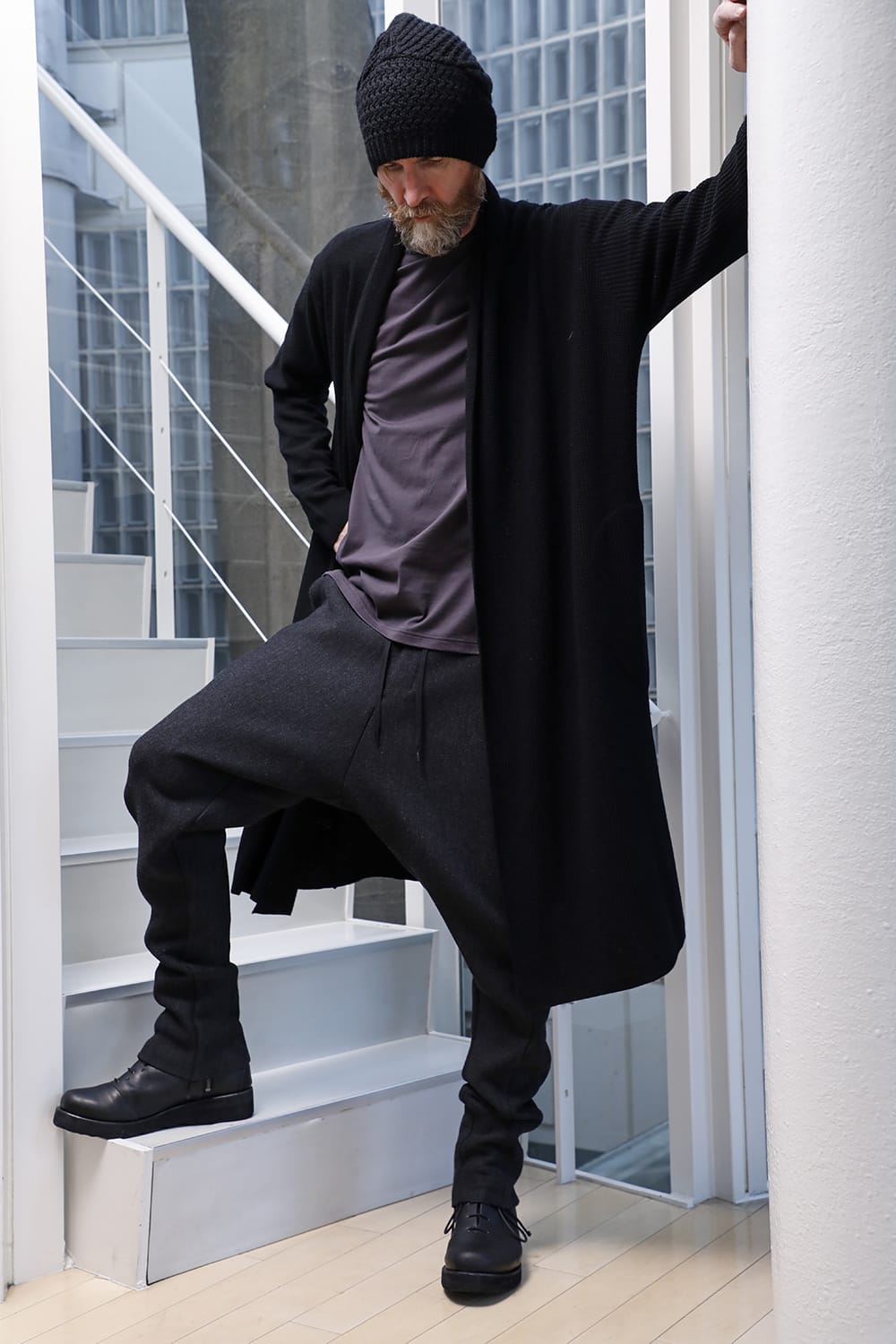 Long cardigan merino wool Black