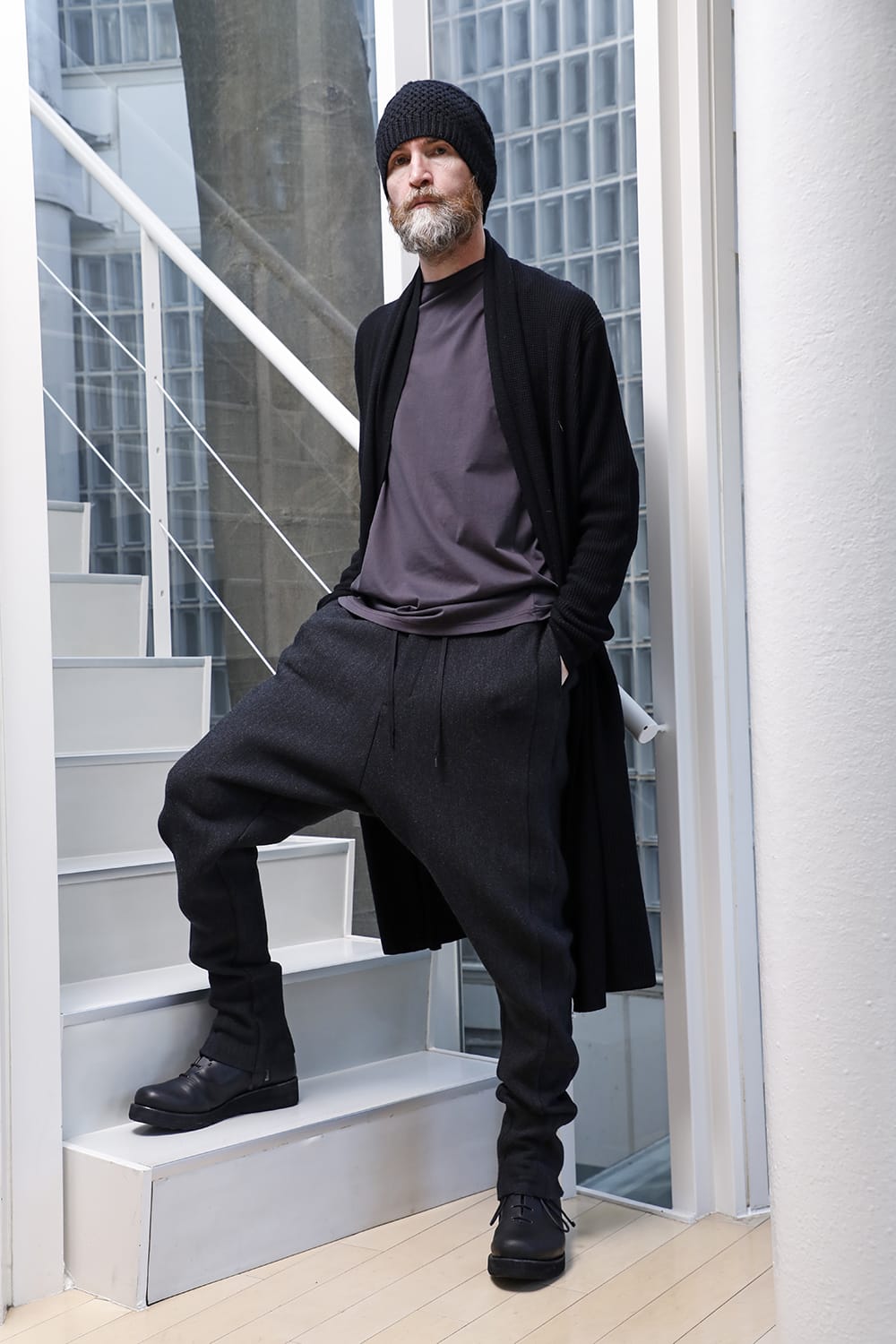 Long cardigan merino wool Black