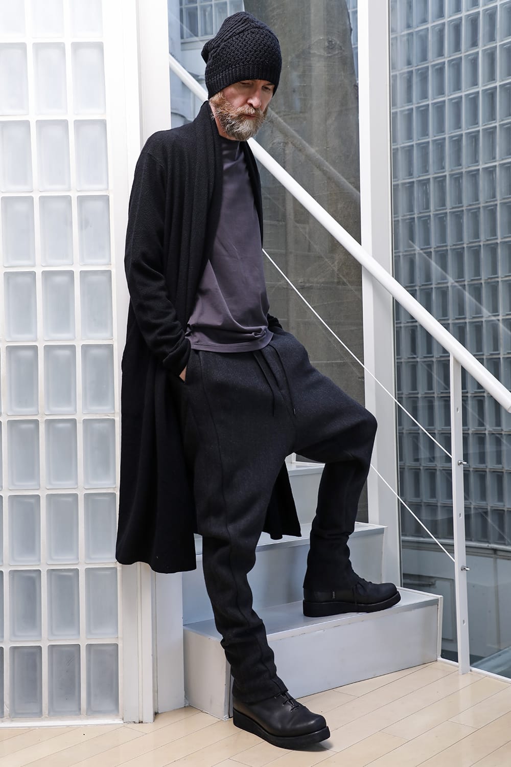 Long cardigan merino wool Black