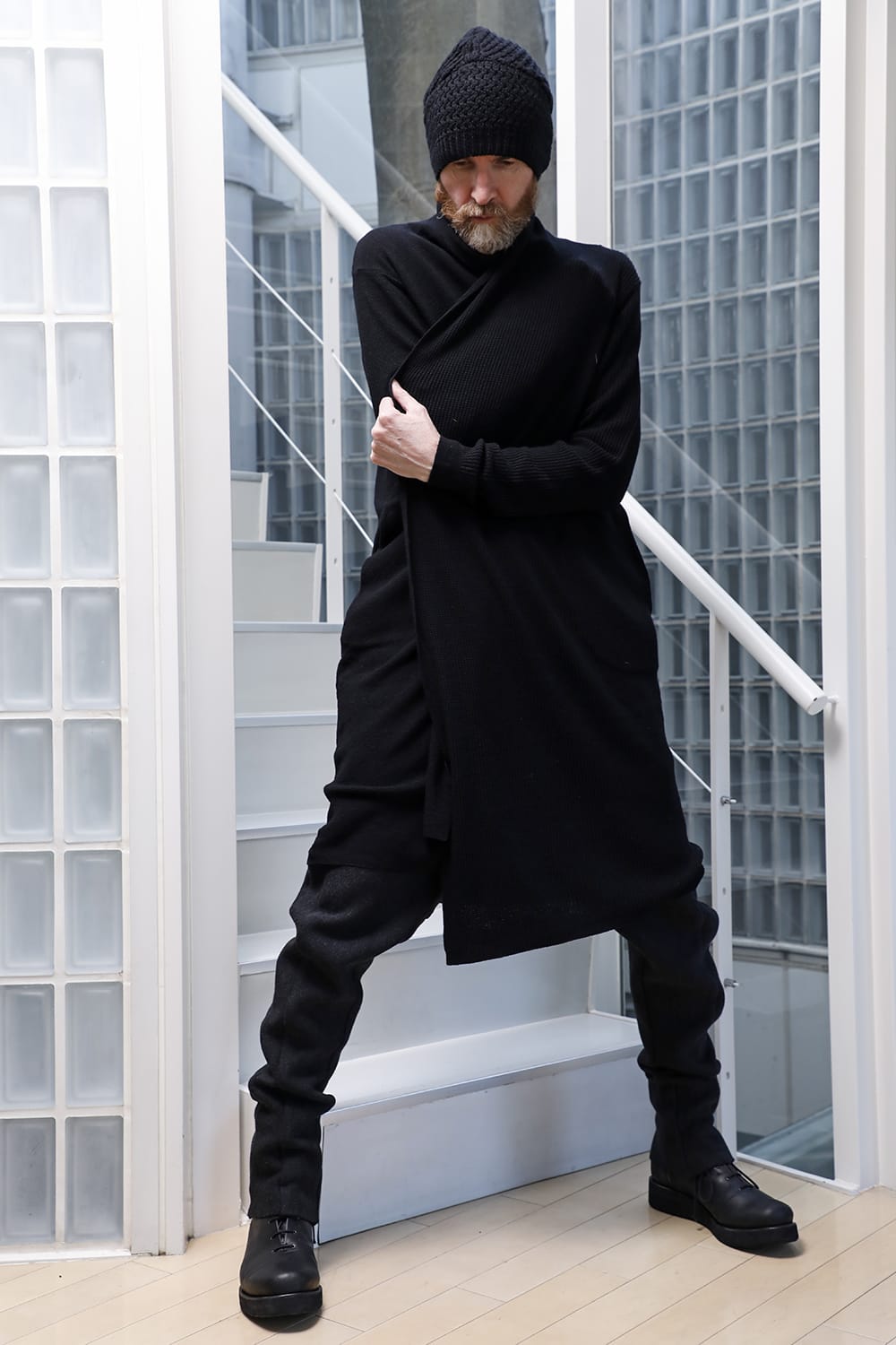 Long cardigan merino wool Black