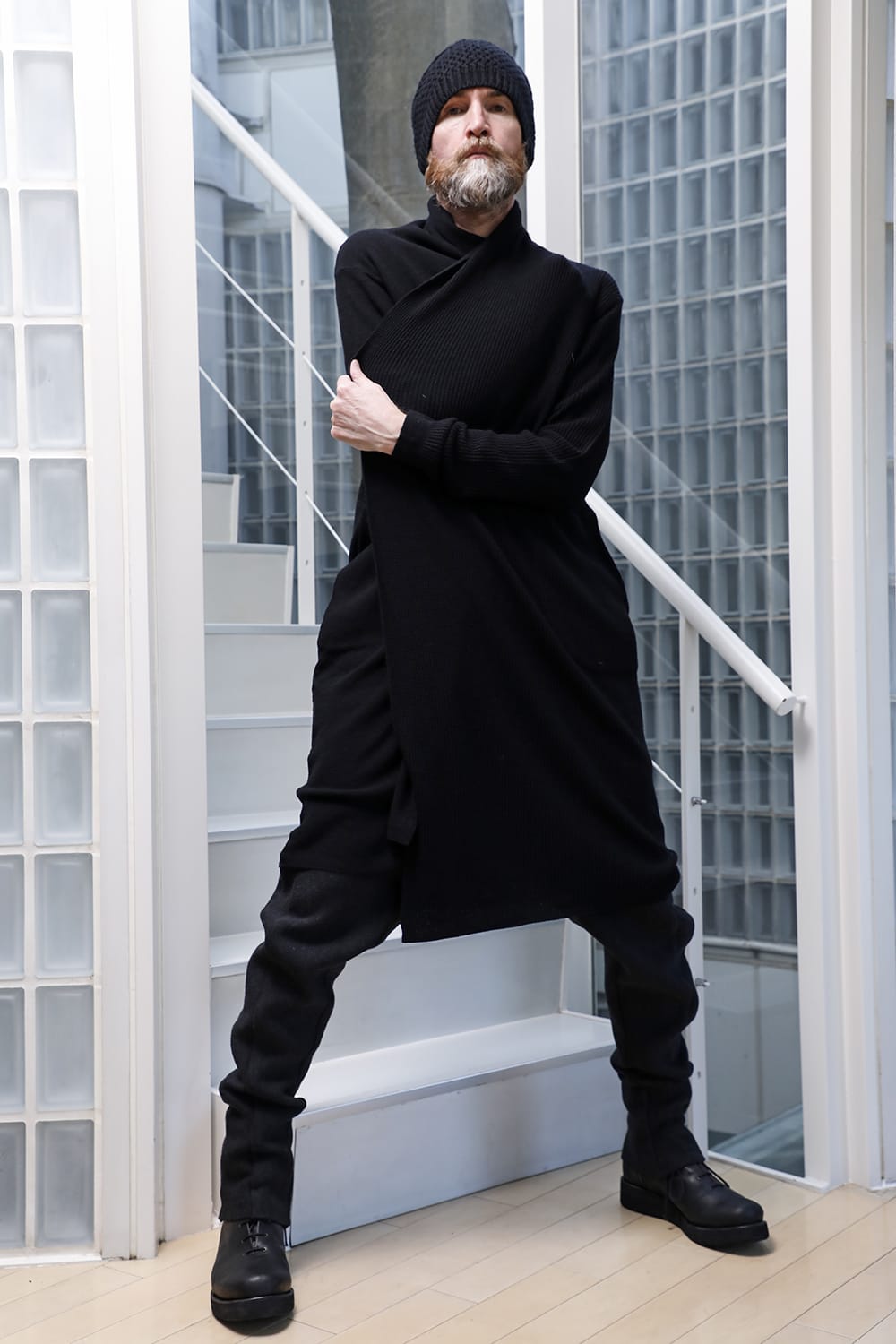 Long cardigan merino wool Black