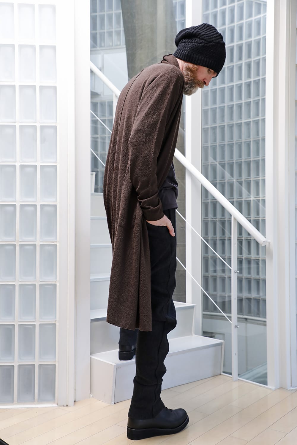 Long cardigan merino wool Chocolate