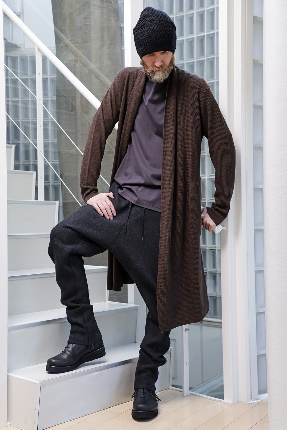 Long cardigan merino wool Chocolate