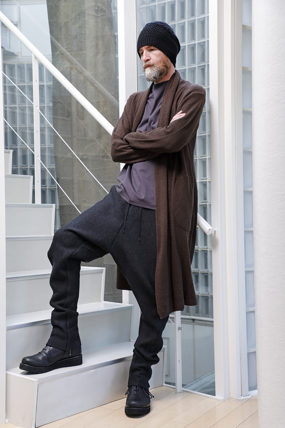 Long cardigan merino wool Chocolate