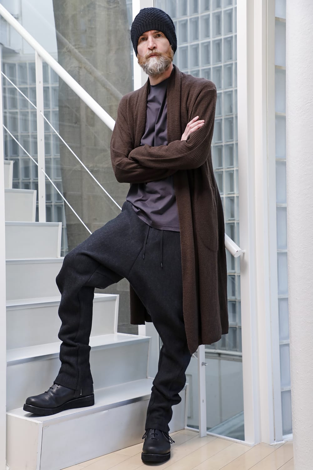 Long cardigan merino wool Chocolate