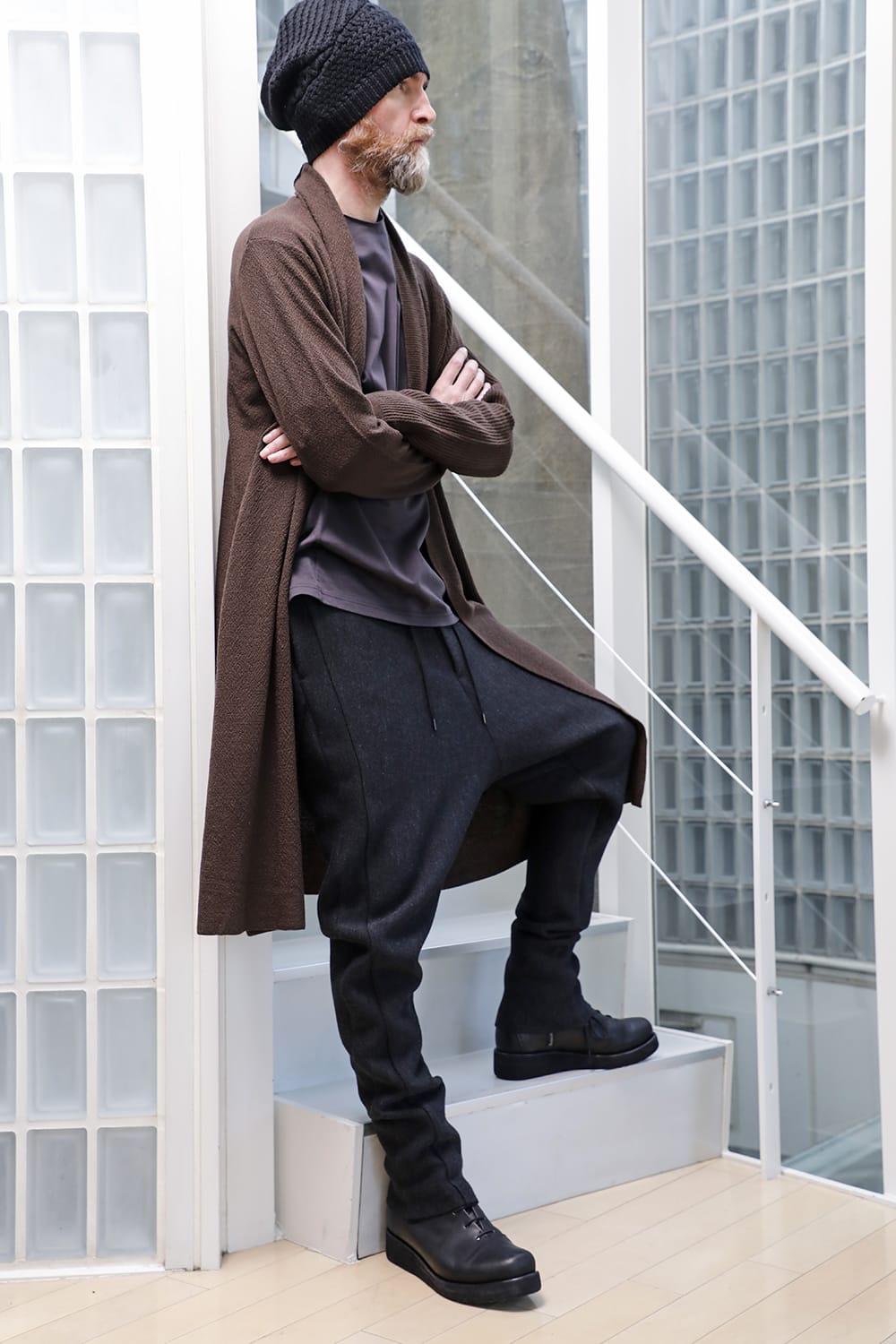 Long cardigan merino wool Chocolate