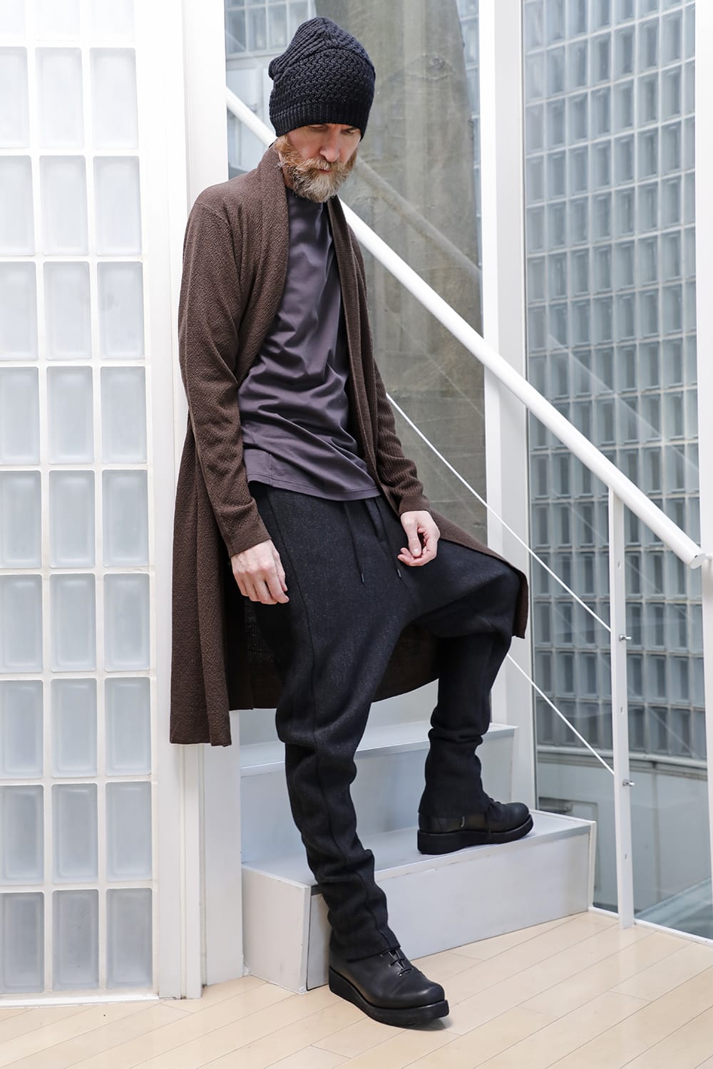 Long cardigan merino wool Chocolate