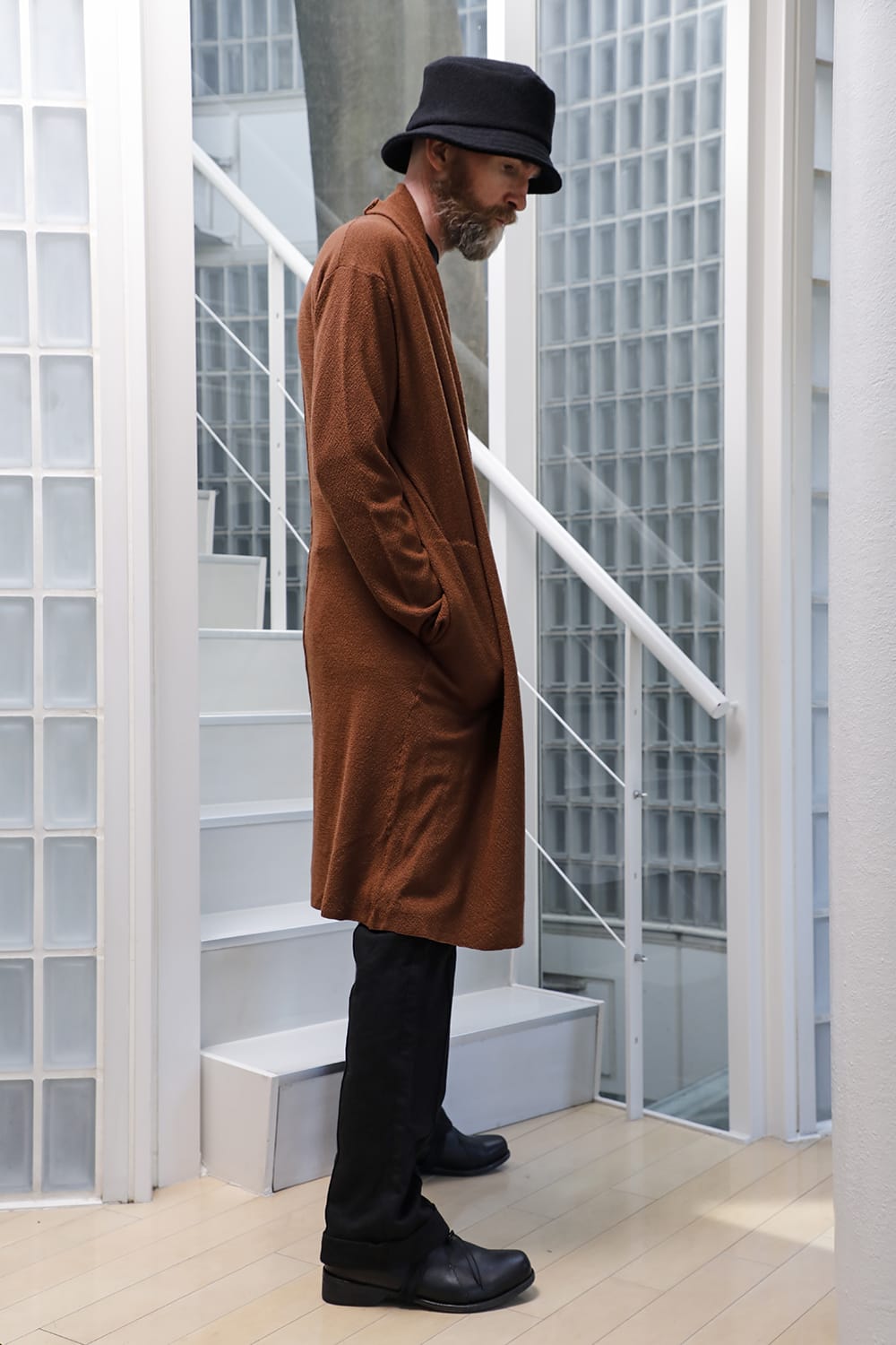 Long cardigan merino wool Camel