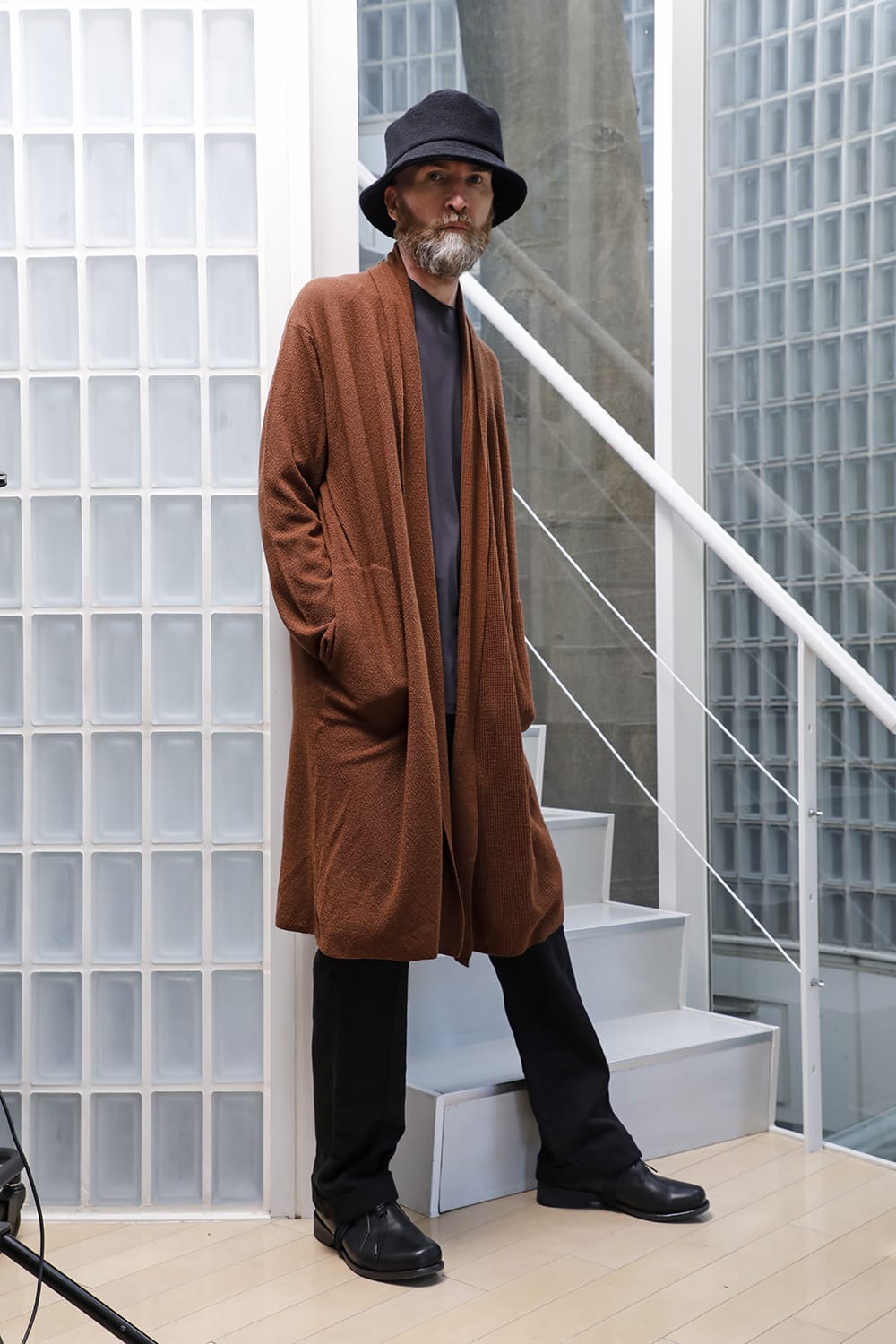 Long cardigan merino wool Camel