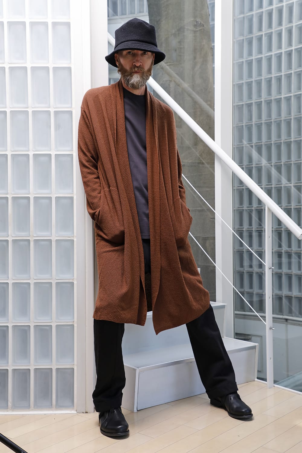 Long cardigan merino wool Camel