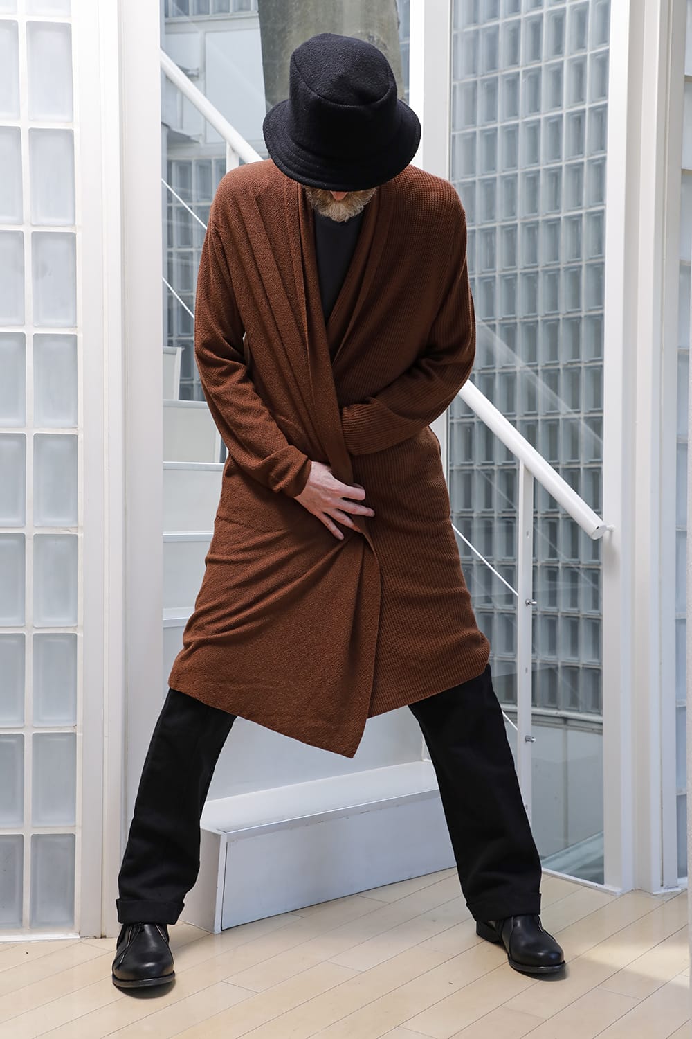 Long cardigan merino wool Camel