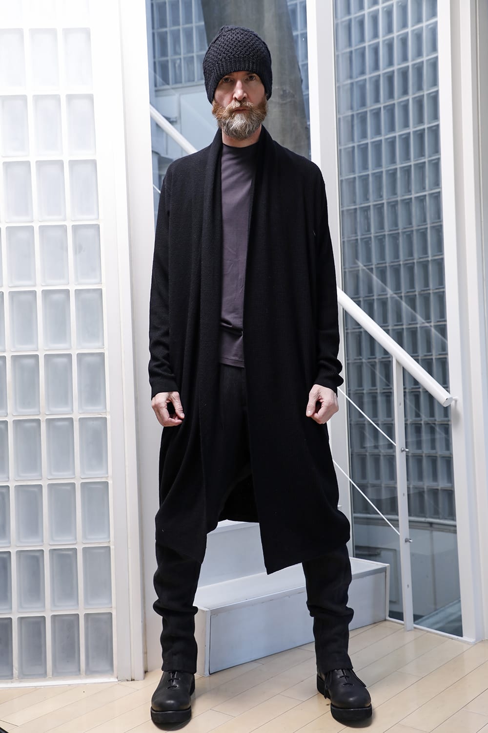 Long cardigan merino wool Black