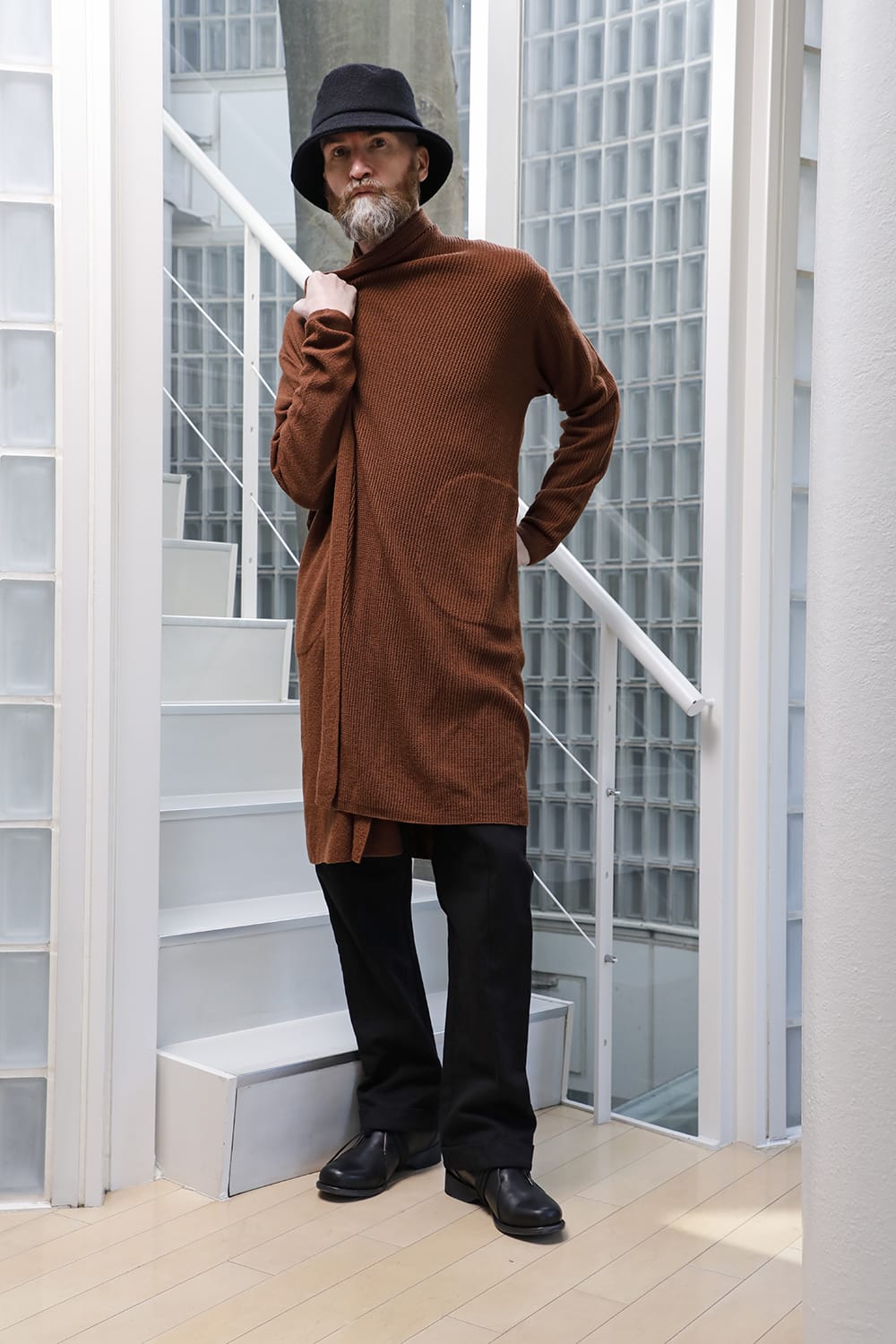Long cardigan merino wool Camel