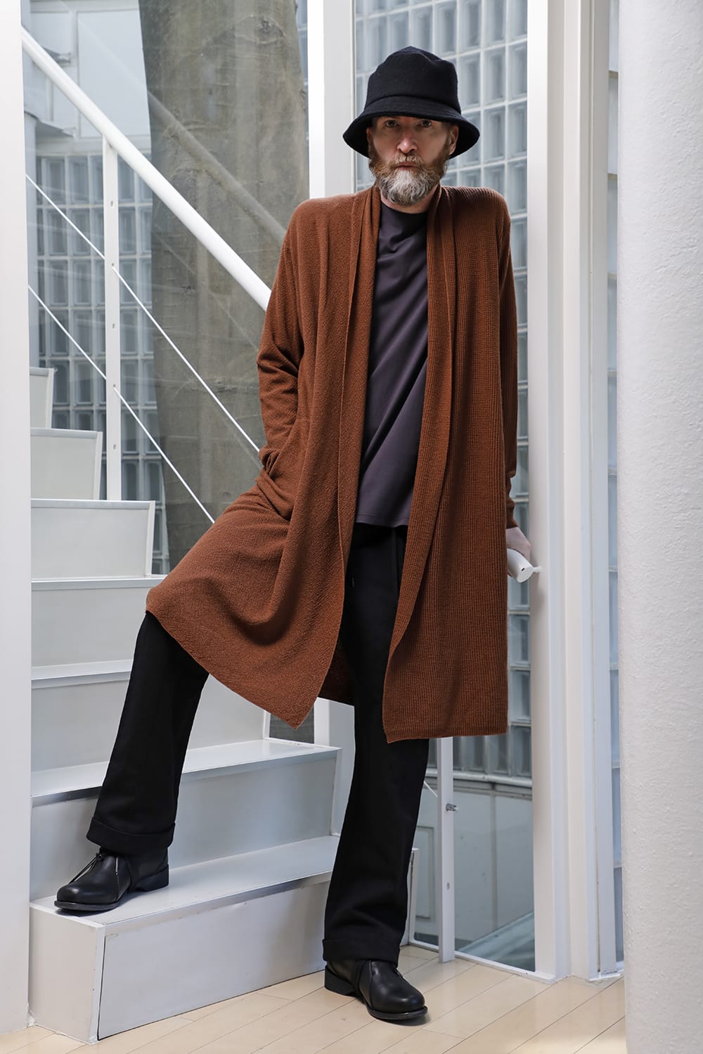 Long cardigan merino wool Camel